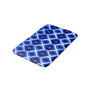 Blue Retro Geometric Ikat Tribal Print Patroon Badmat
