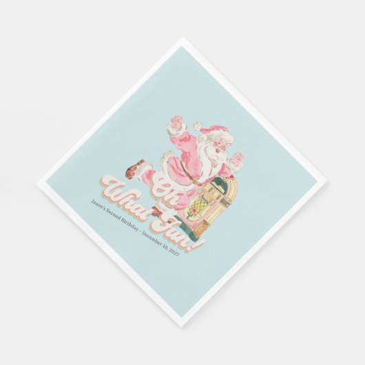 Blue Retro - Groovy Santa Claus Holiday Party Servet (Hoek)