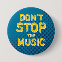 Blue Retro Halftone stopt de Button van de muziek 