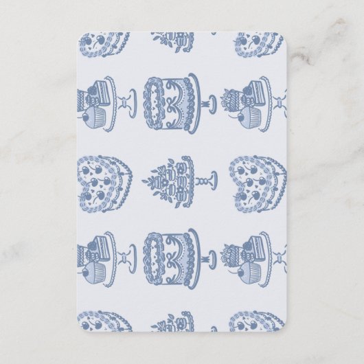 Blue Retro Heart Coquette Cake Registry Insert Informatiekaartje (Achterkant)