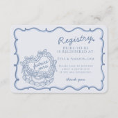 Blue Retro Heart Coquette Cake Registry Insert Informatiekaartje (Voorkant)