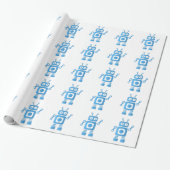 Blue Retro Robot Cadeaupapier (Uitgerold)