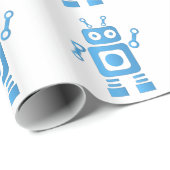 Blue Retro Robot Cadeaupapier (Rol Hoek)