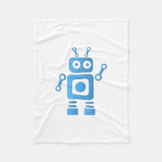 Blue Retro Robot Fleece Deken (Voorkant)