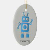 Blue Retro Robot Keramisch Ornament (Rechts)