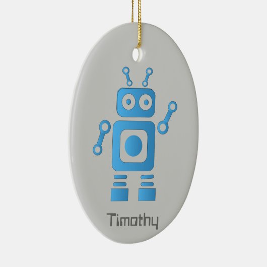 Blue Retro Robot Keramisch Ornament (Rechts)