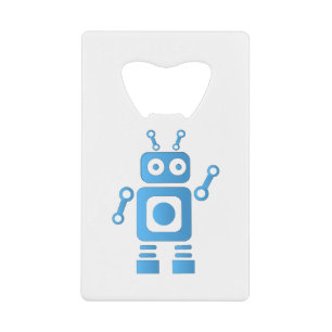 Blue Retro Robot Kredietkaart Flessenopener