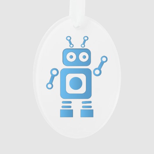 Blue Retro Robot Ornament (achterkant)