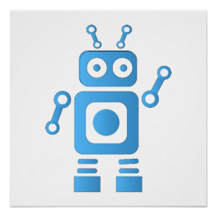 Blue Retro Robot Perfect Poster