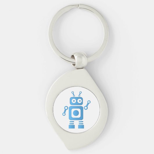 Blue Retro Robot Sleutelhanger (Voorkant)