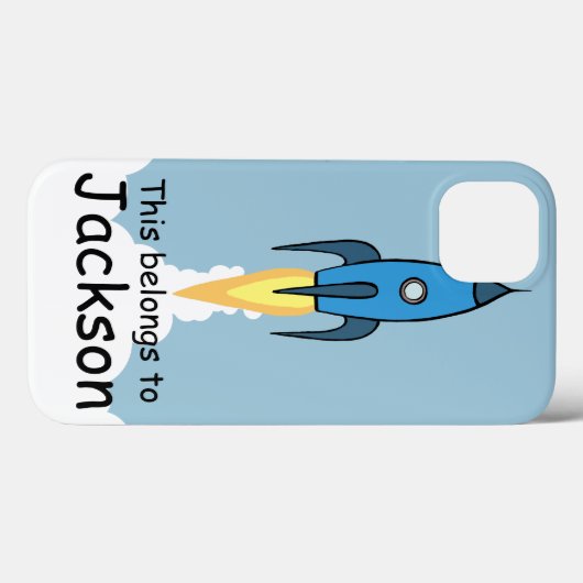 Blue Retro Rocketship coque ipad personnalisé (Verso (horizontal))