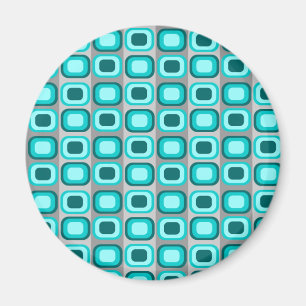 Blue Retro Squares Magnet Magneet