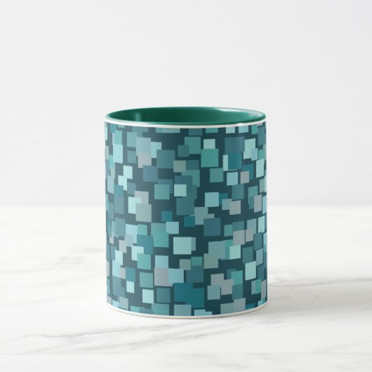 Blue Retro Squares Mok (Midden)