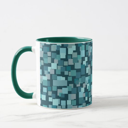 Blue Retro Squares Mok (Links)