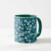 Blue Retro Squares Mok (Voorkant rechts)
