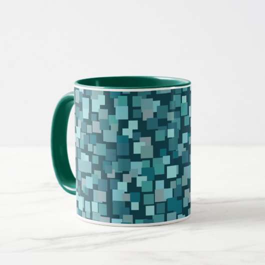Blue Retro Squares Mok (Voorkant links)