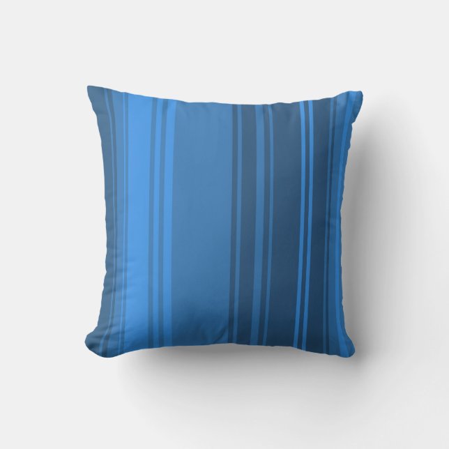 Blue Retro Stripes Sierkussen (Voorkant)