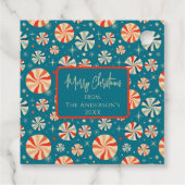 Blue Retro Vintage Kerstkoekjesruil Bedankjes Labels (Achterkant)