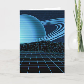 Blue Retrowave Groeten Kaart