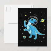 Blue Rhabdodon Dinos in de ruimte Briefkaart (Voorkant / Achterkant)