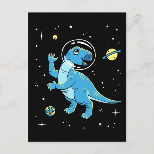 Blue Rhabdodon Dinos in de ruimte Briefkaart (Voorkant)