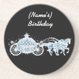 Blue Rhinestone Cinderella Carriage Onderzetter