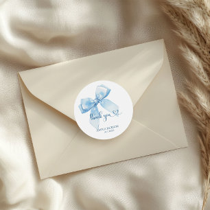Blue Ribbon Baby Boy Bedankt Ronde Sticker