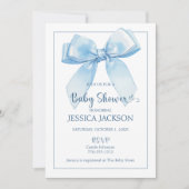 Blue Ribbon Baby Boy Shower Aankondiging (Voorkant)