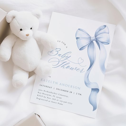 Blue Ribbon Baby shower Uitnodiging