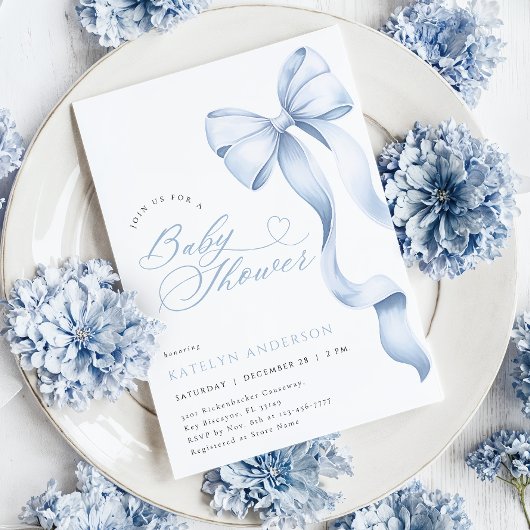 Blue Ribbon Baby shower Uitnodiging