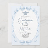 Blue Ribbon Bow Graduation Invitation (Devant)