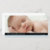 Blue Ribbon Boy Baby Faire-part de naissance Photo (Devant / Derrière)