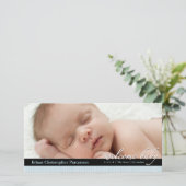 Blue Ribbon Boy Baby Faire-part de naissance Photo (Debout devant)