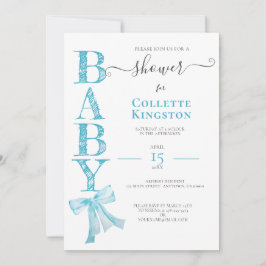 BLUE RIBBON BOY BABY SHOWER Invitation Kaart