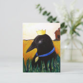 Blue Ribbon Crow Briefkaart (Staand voorkant)