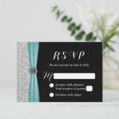Blue Ribbon Diamond Modern Wedding RSVP (Staand voorkant)