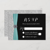 Blue Ribbon Diamond Modern Wedding RSVP (Voorkant / Achterkant)