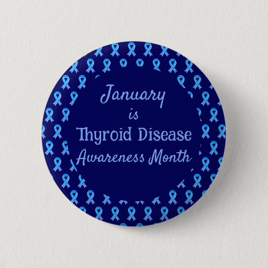 Blue Ribbon Paisley Thyroid Disease Button (Voorkant)