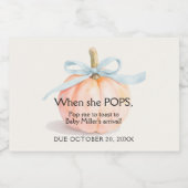 Blue Ribbon Pumpkin Baby shower Mini Sparkling Wijnetiket (Enkel label)