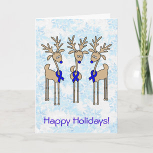 Blue Ribbon Reindeer Feestdagen Kaart