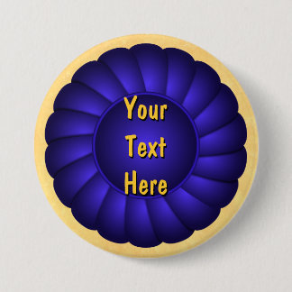 Blue Ribbon Rosette aan personaliseren Ronde Button 7,6 Cm