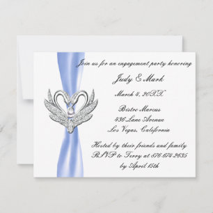 Blue Ribbon Silver Swans Invitation de la partie d