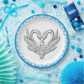 Blue Ribbon Silver Swans Paper Bord (Feest)