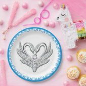Blue Ribbon Silver Swans Paper Bord (Feest)