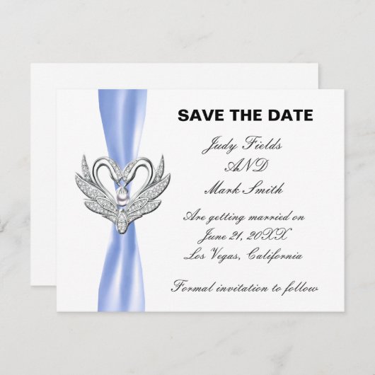 Blue Ribbon Silver Swans sparen de Datum Kaart (Voorkant / Achterkant)