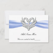 Blue Ribbon Silver Swans Table Place Card Kaart (Voorkant)