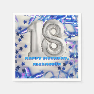 Blue Ribbon & Stars Confetti 18th Birthday Party Servet