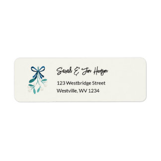Blue Ribbon Tied Mistletoe Etiket