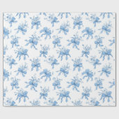 Blue Ribbons and Bows Toile Coquette Pattern  Cadeaupapier (Vlak)