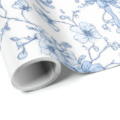 Blue Ribbons and Bows Toile Coquette Pattern Cadeaupapier (Rol Hoek)